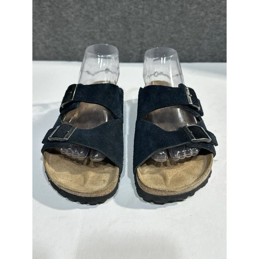 Birki’s Birkenstock Arizona Sandals Black Suede Buckles Women’s EU 39 US 8 N - Picture 3 of 10